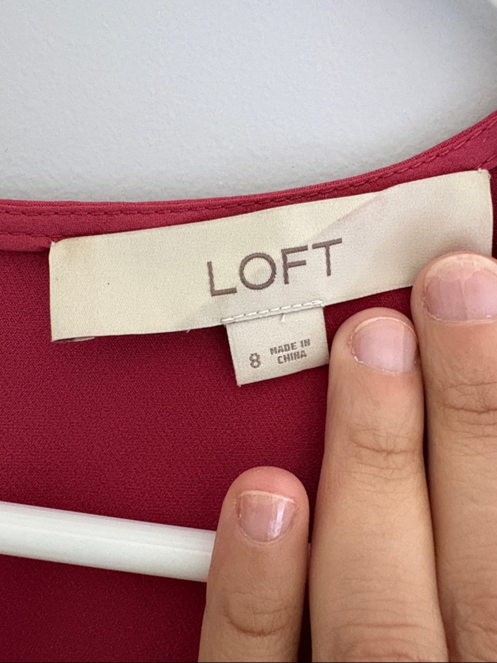 LOFT Raspberry V-Neck Ruffle Sleeve Mini Dress - Picture 2 of 5